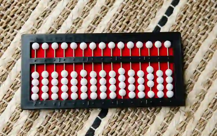 A traditional abacus resting on a woven surface