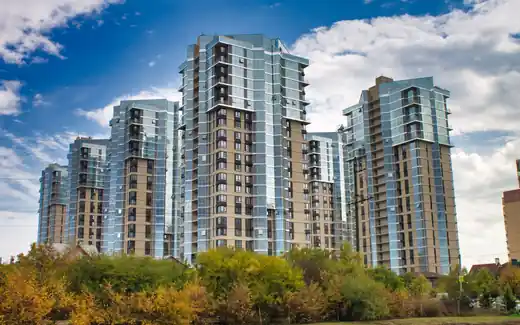 The exterior of high-rise apartment buildings